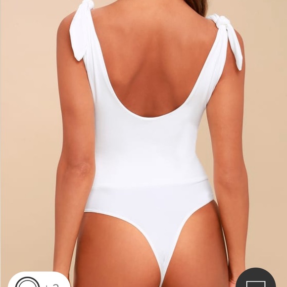 Pretty Pleased White Tie-Strap Bodysuit - Picture 4 of 4